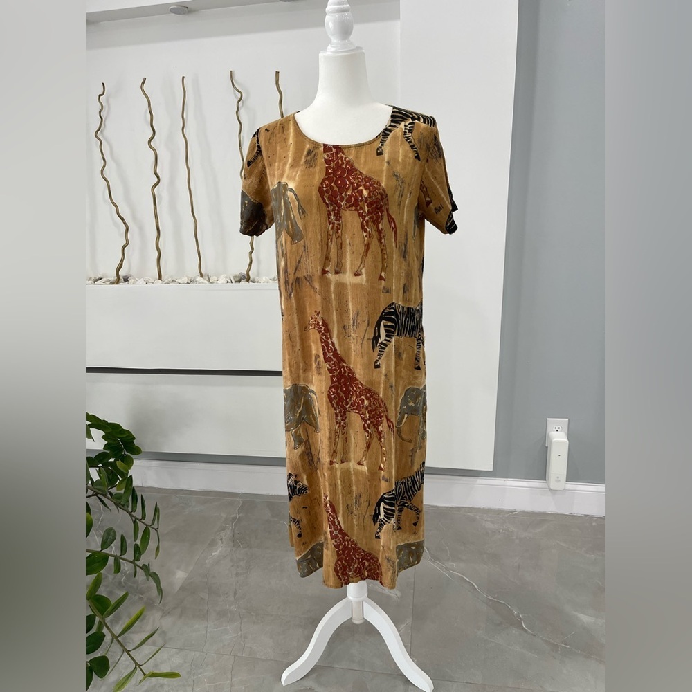 Animal Print Midi Dress in Brown